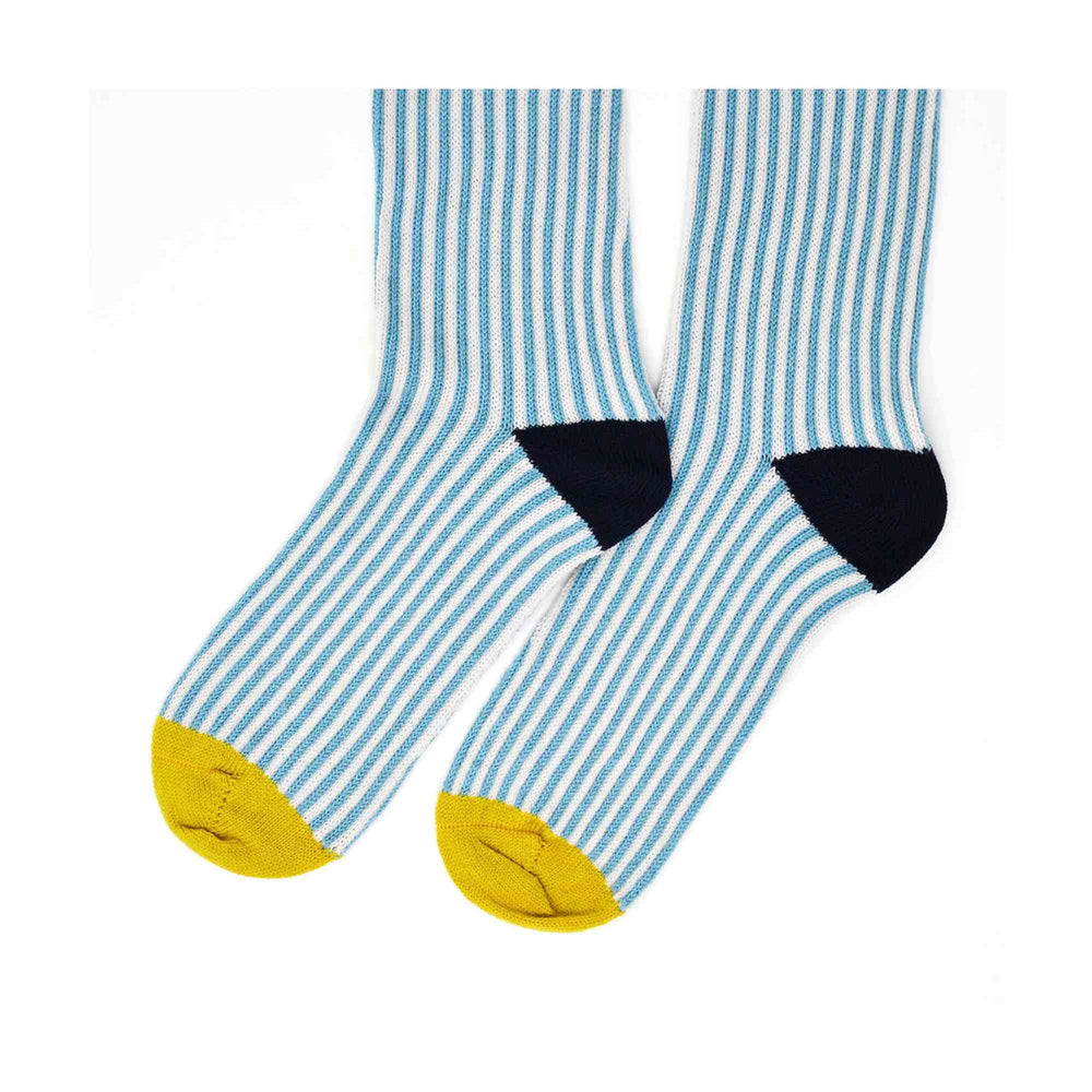 Pale Blue & White Stripy Merino Wool Socks