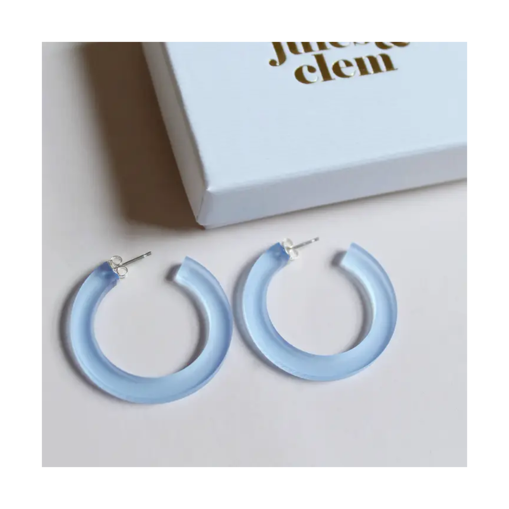 Pale Blue Perspex Hoop Earrings