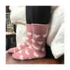 Women's Happy Hearts Ribbed Pink Socks