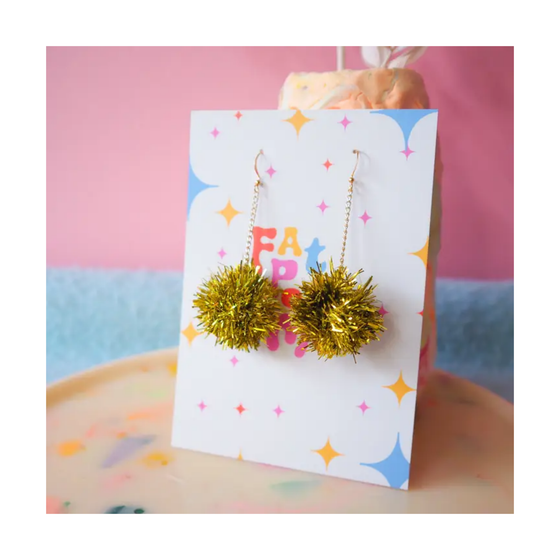 Mini Gold Tinsel Earrings