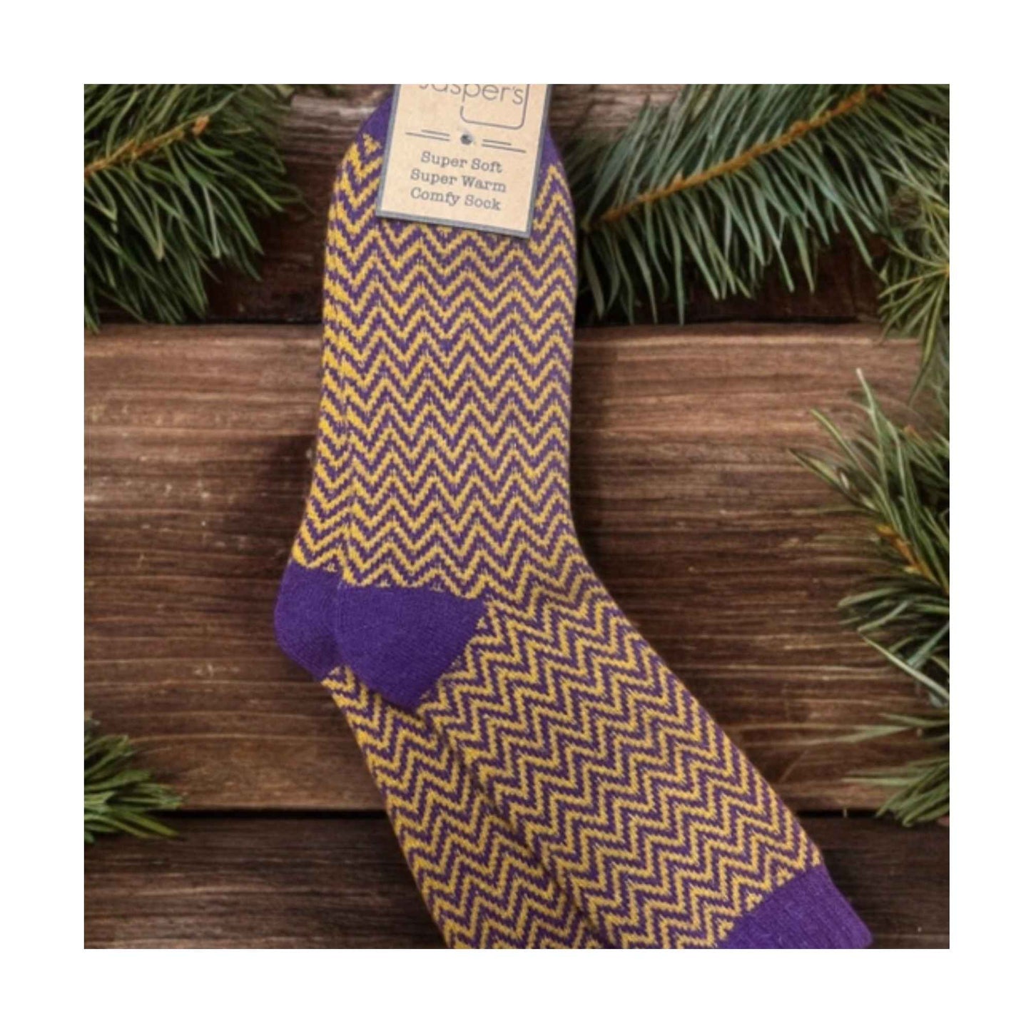 Purple & Yellow Herringbone Super Cosy Socks