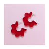 Red Scallop Hoop Earrings