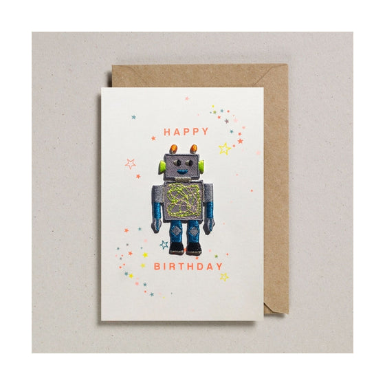 Happy Birthday Robot Card - Iron on Patch