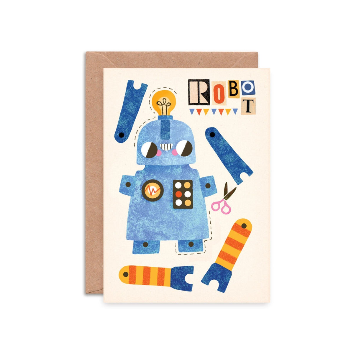 Robot Split Pin Puppet A5 Greeting Card – Harbour Lane Studio