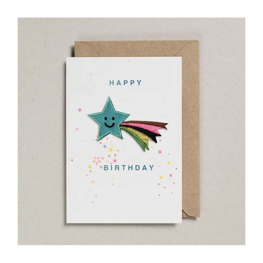 Happy Birthday Shooting Star Card - Iron on Patch