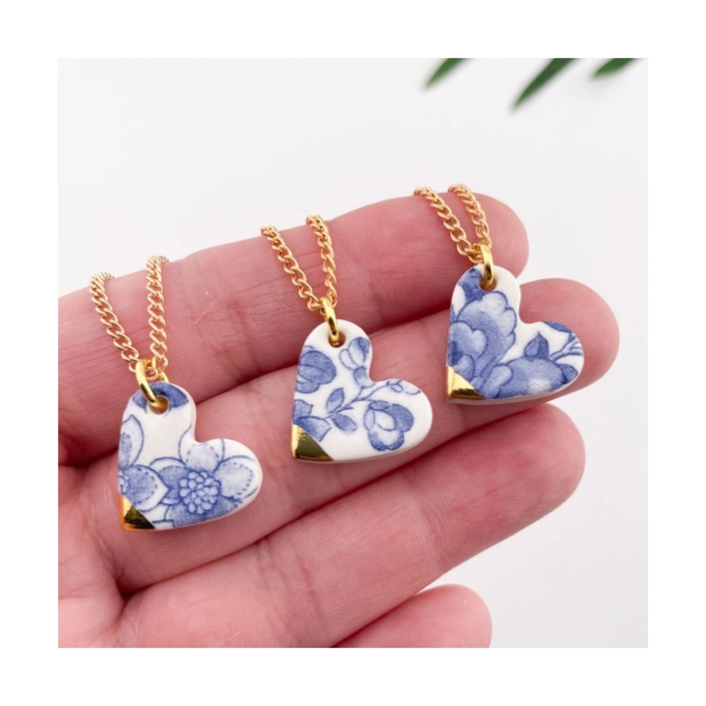 Small Blue Heart China Necklace