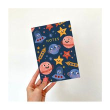  A fun and silly space themed A5 notebook with a stars and planet design, by Emily Nash. Perfect for all of your doodles, lists and creative ideas, to give as a gift or keep for yourself!