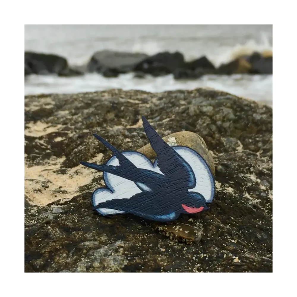 
                  
                    Swallow Wooden Pin Brooch
                  
                