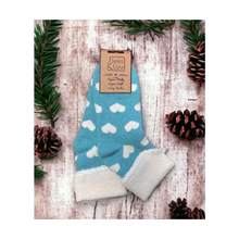  Women's Teal Love Heart Cosy Cuff Socks