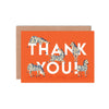 A fun and colourful thank you card from Emily Nash featuring some playful zebras. The perfect greeting!