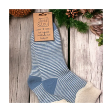  Women's Thin Striped Cornflower Super Cosy Cuff Socks