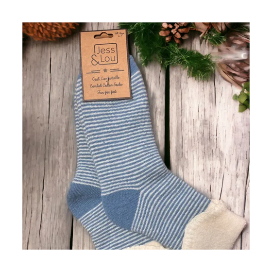 Women's Thin Striped Cornflower Super Cosy Cuff Socks