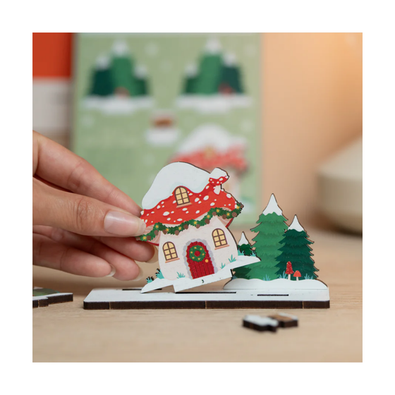 Toadstool Cottage Christmas Wooden Pop Out Card