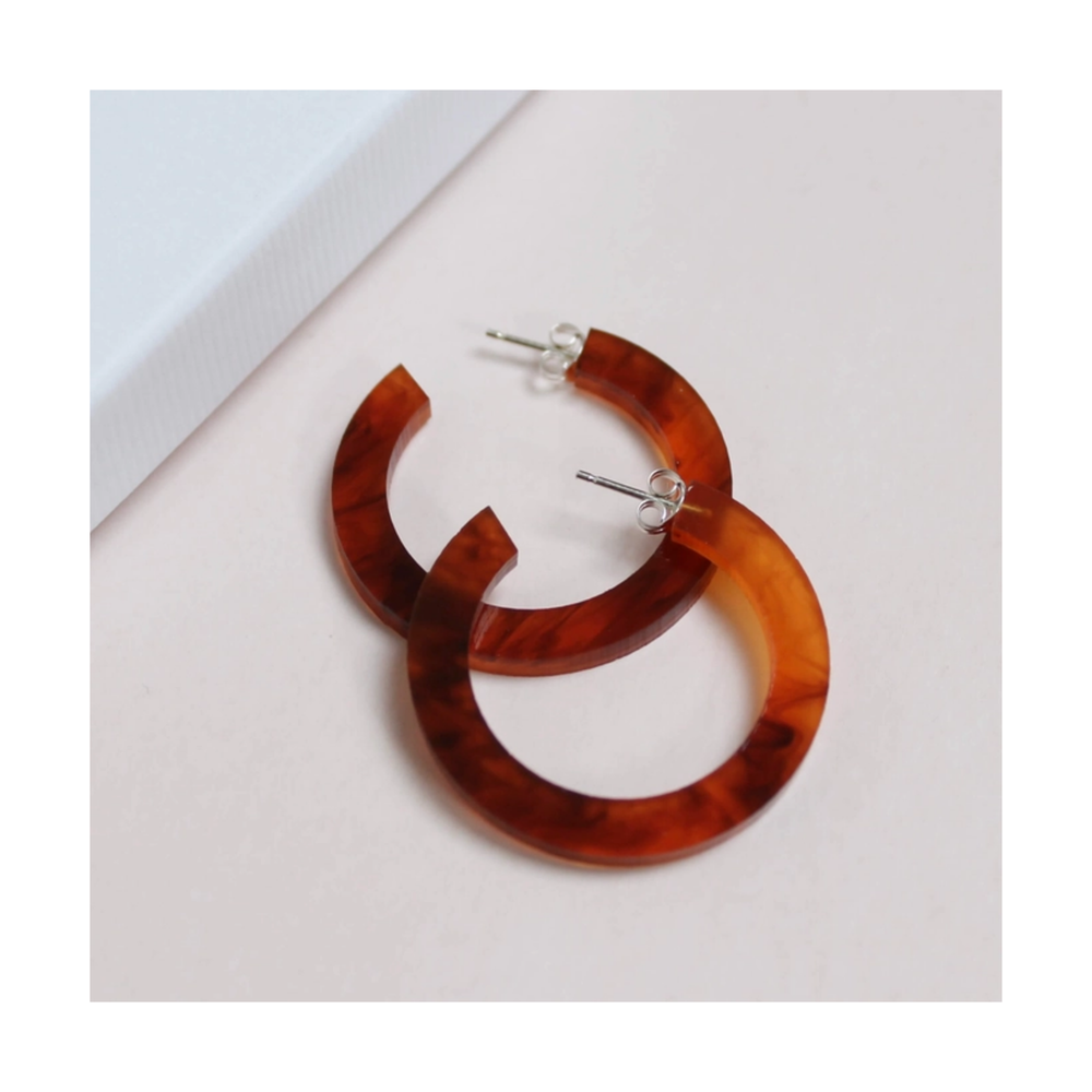 Tortoise Shell Style Perspex Hoop Earrings