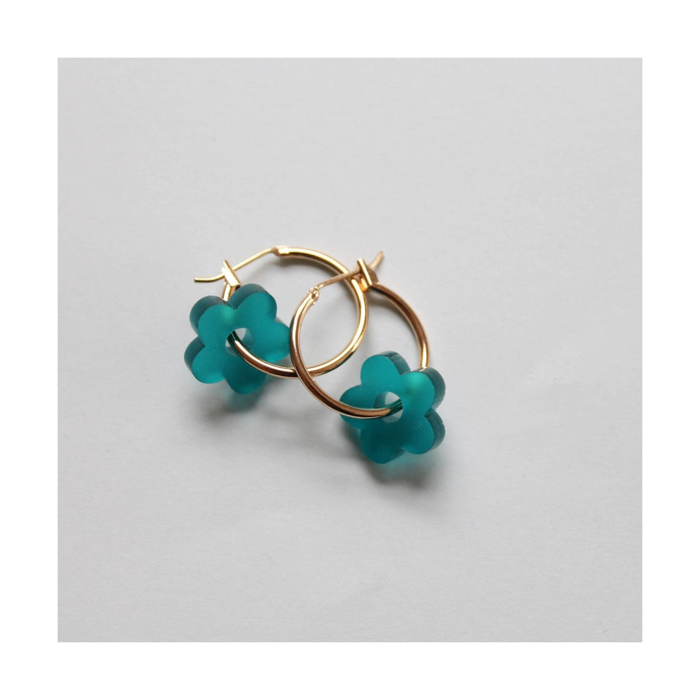 Turquoise Flower Hoops