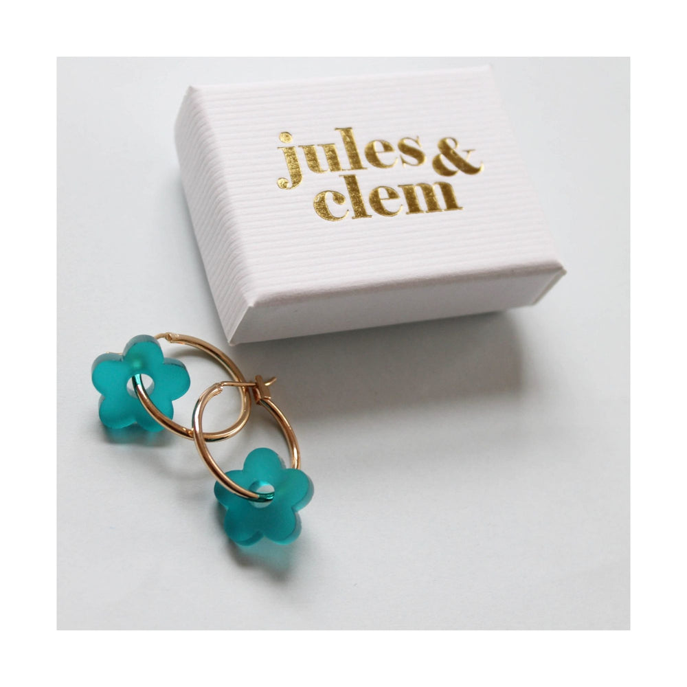 Turquoise Flower Hoops