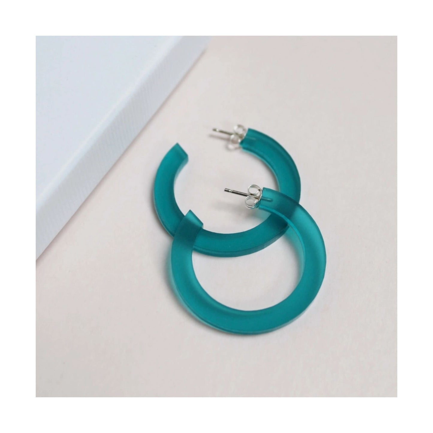 Turquoise Perspex Hoop Earrings