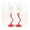 Set of 2 Wavy Stem Flute Glasses