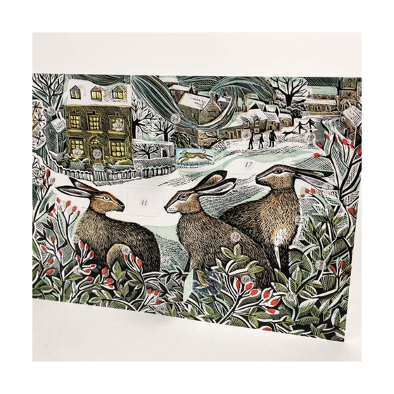 We Three Hares Mini Advent Calendar Card