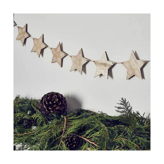 Gold Wood Star Garland