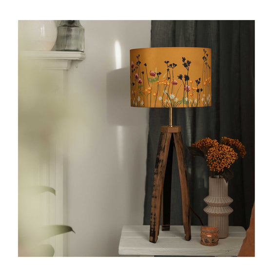 Amber Wildflower Drum Lamp Shade