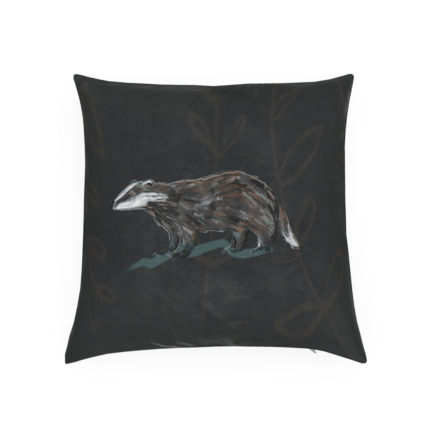 Midnight Badger Square Cushion