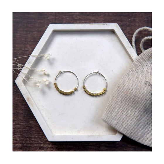 Beaded Brass Hoop Earrings