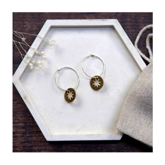 Medium Brass Celestial Disc Earrings