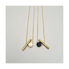  Brass Cylinder + Disc Necklace