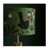 Blackbird Hedgerow in Green Drum Lampshade