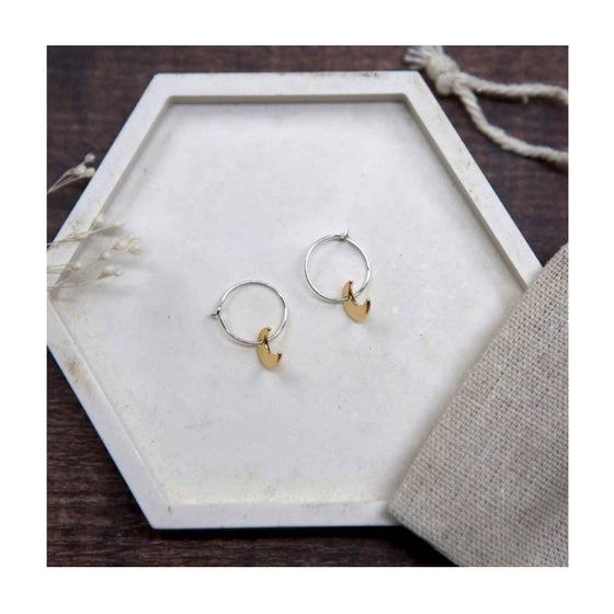 Mini Brass Moon Earrings