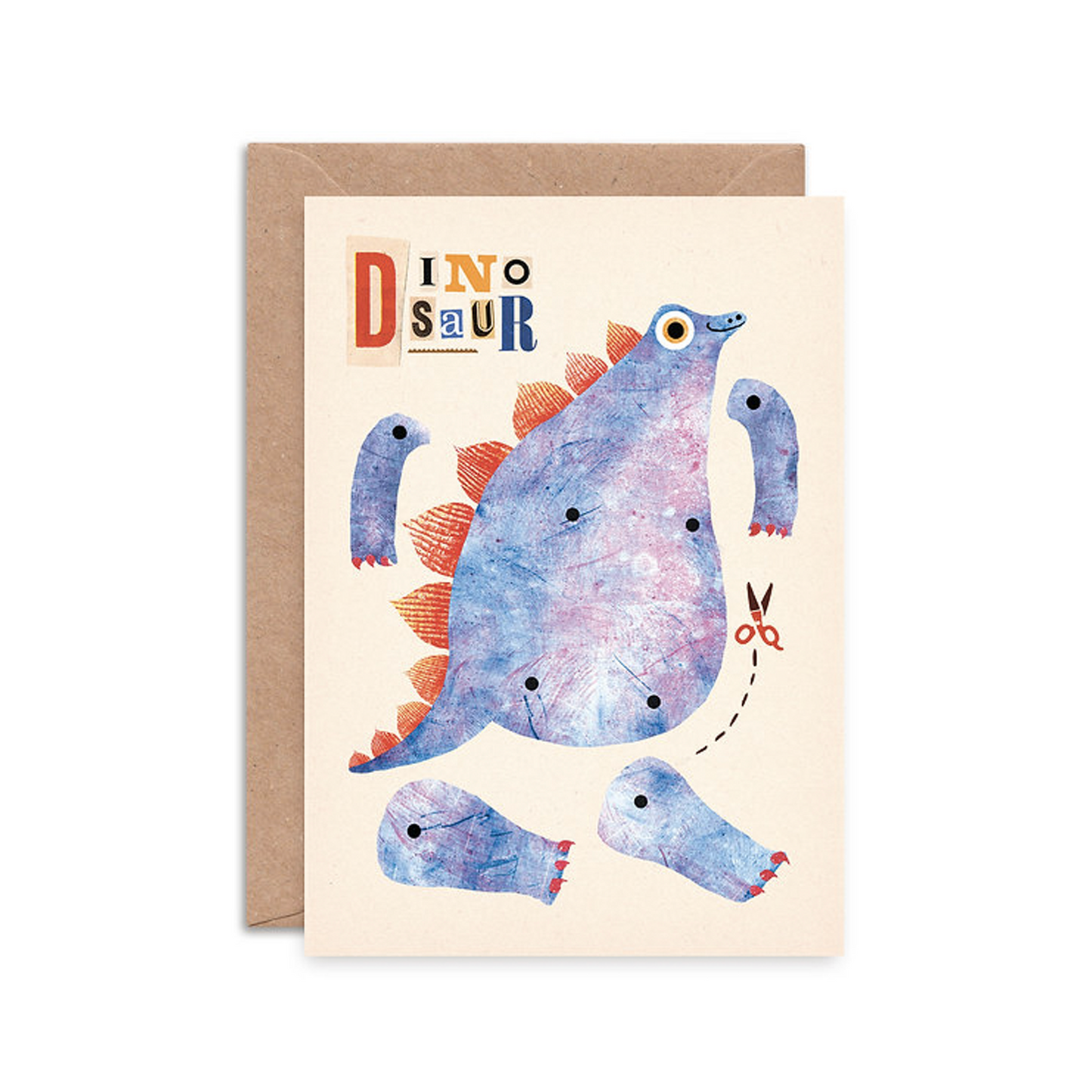 Dinosaur Split Pin Puppet A5 Greeting Card