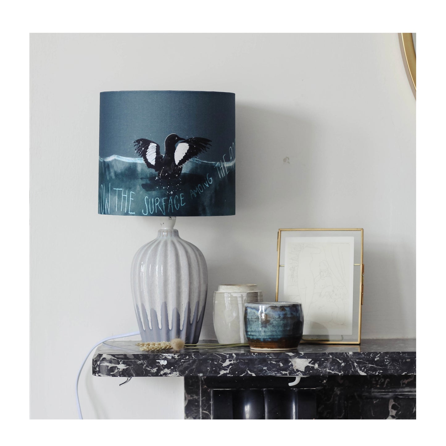 Black Guillemot Drum Lampshade