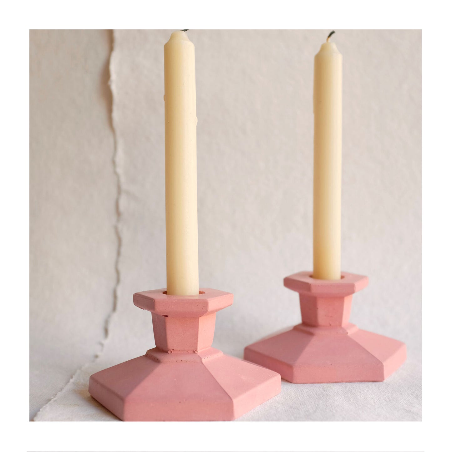 Pink Hexagon Concrete Candle Holder