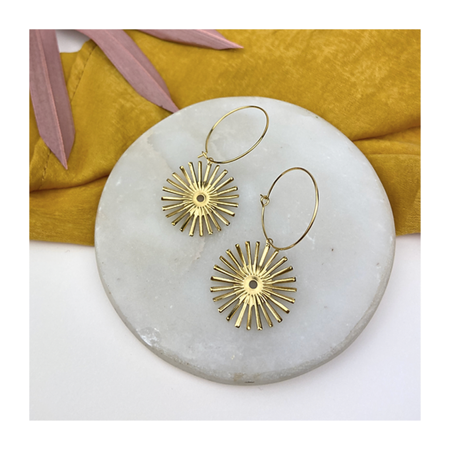 Gold Plated Brass Sun Hoops