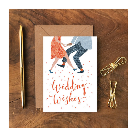 A colourful illustrated greeting card from Emily Nash.&nbsp;The perfect way to send congratulations and well wishes for a new couple!