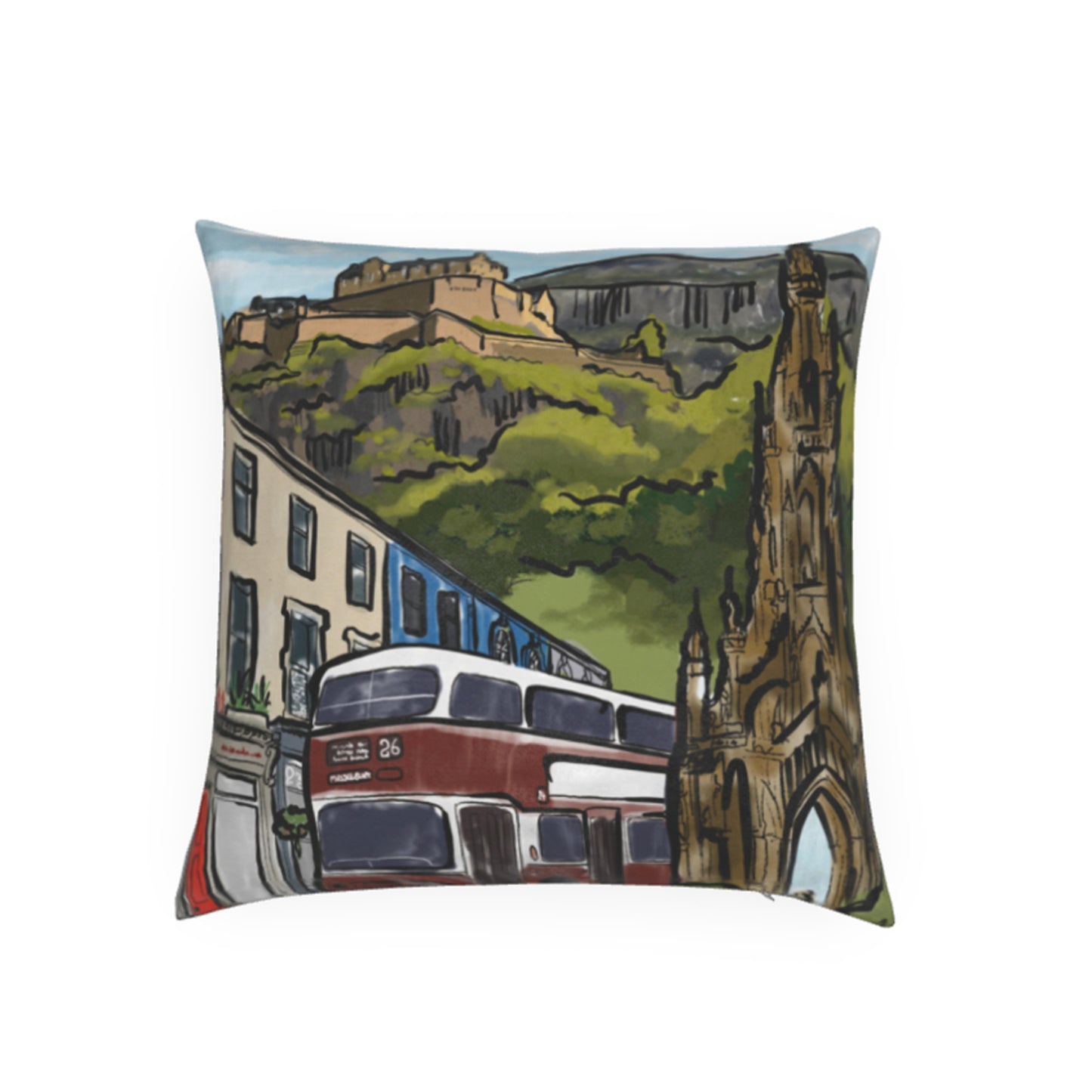 Edinburgh Streets Square Cushion