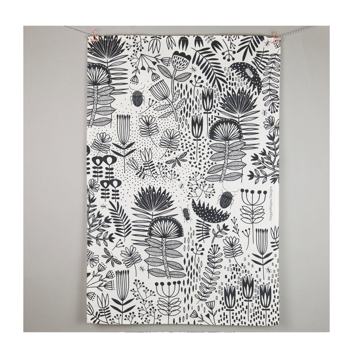 White Folk Patterned Tea Towel