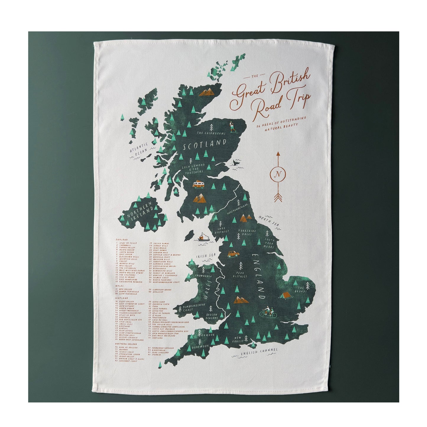 Great British Road Trip Tea Towel